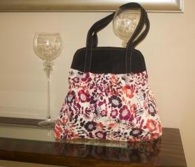 Large Pleated Purse - Large Bag - Diaper Bag - Tote - Handbag - Book bag - School bag-Flower/Denim -'Showoff Bag'-'Show Off Bag'